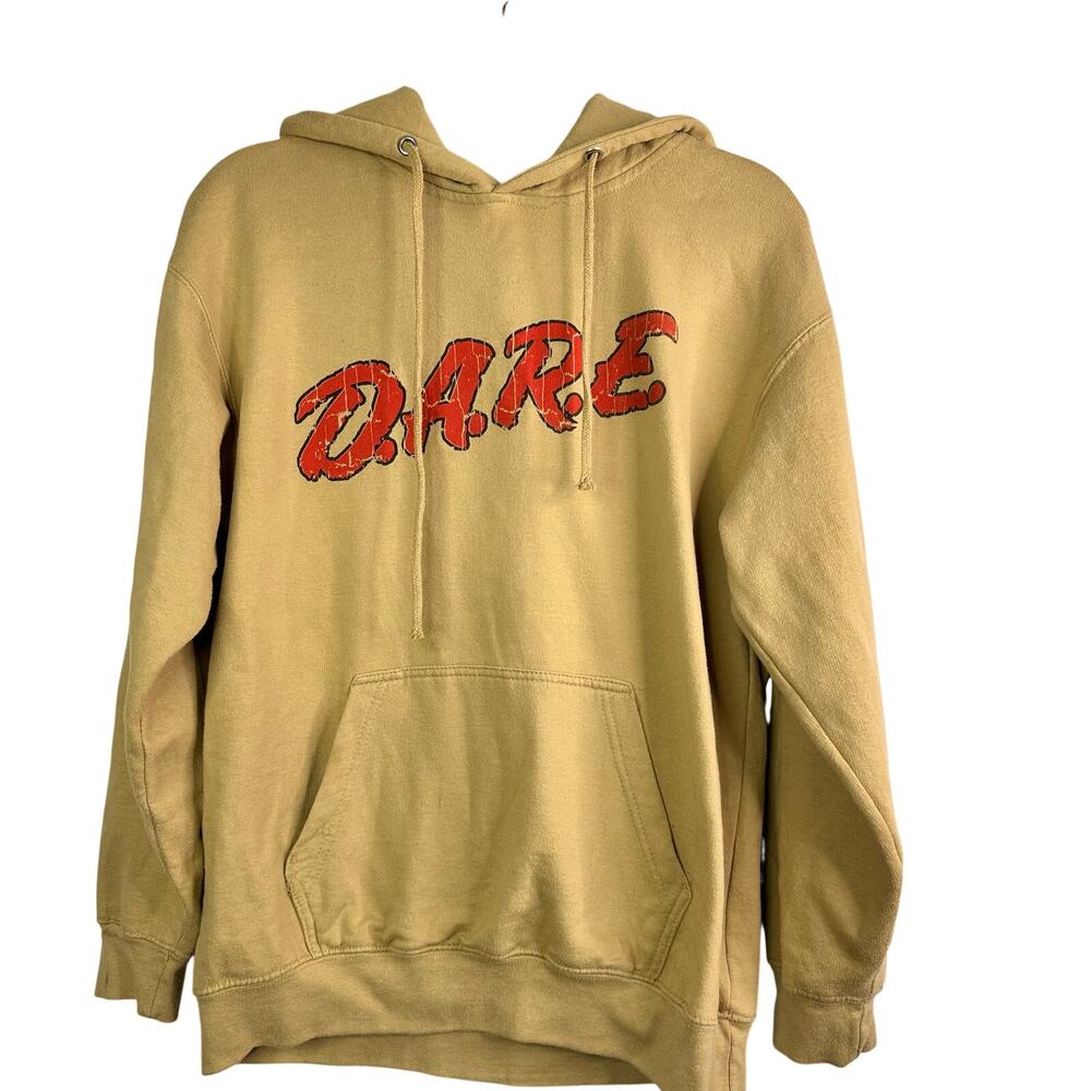 Unisex D.A.R.E Beige Lion Hoodie - Size Medium Y2K 2000s